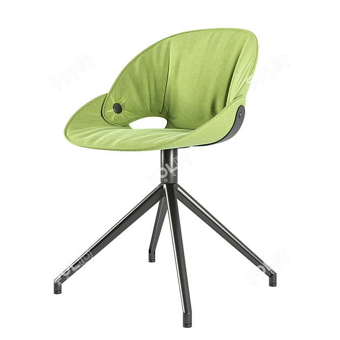 Sleek Swivel Chair with Aluminum Frame 3D model image 3