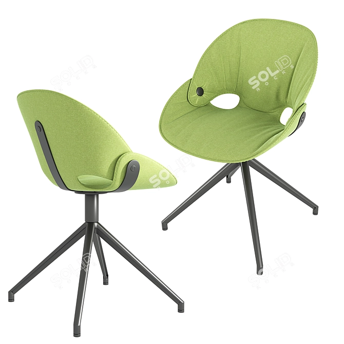 Sleek Swivel Chair with Aluminum Frame 3D model image 4