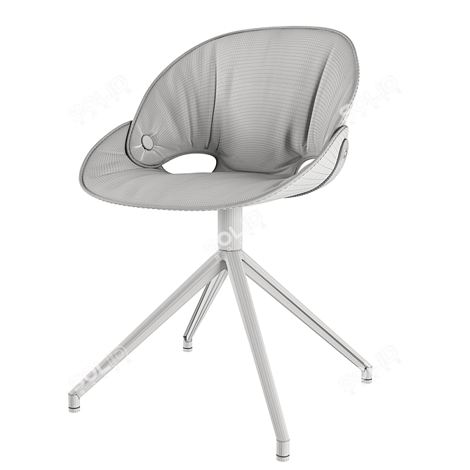 Sleek Swivel Chair with Aluminum Frame 3D model image 5