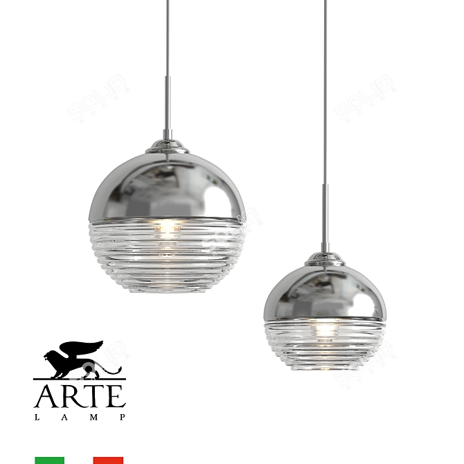 ARTE Wave A7761SP-1CC Modern Chrome Pendant Light 3D model image 1