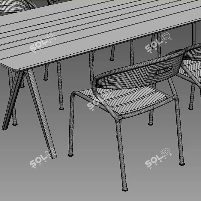 Gloster Split & Curve Dining Set 3D model image 3