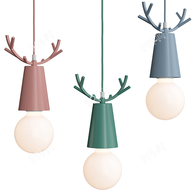 Elegant Deer Pendant Light 3D model image 1