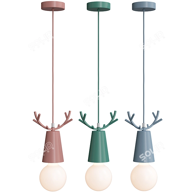 Elegant Deer Pendant Light 3D model image 2