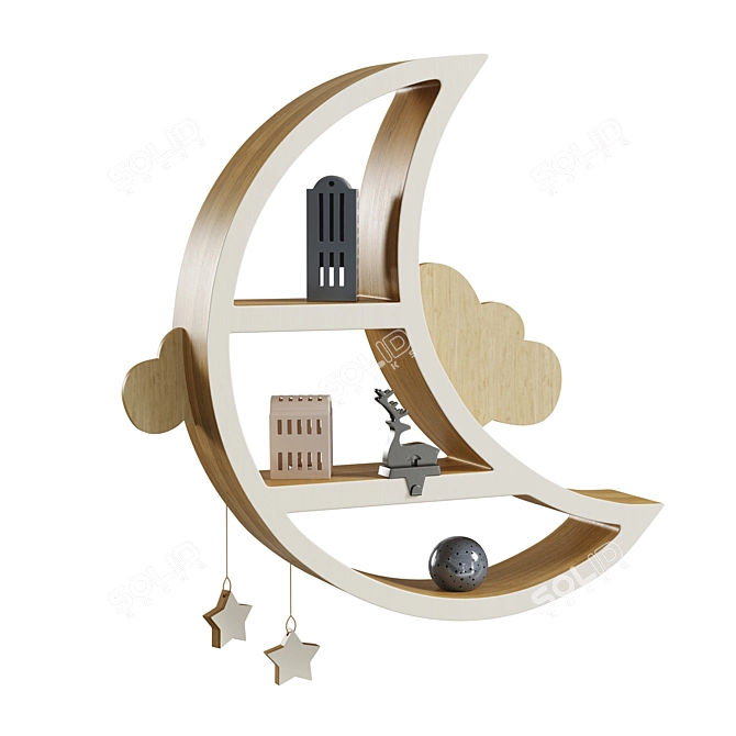 Lunar Shelf: Space-Inspired Nursery Display 3D model image 1