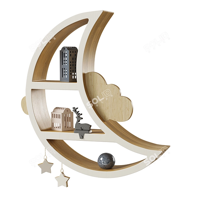 Lunar Shelf: Space-Inspired Nursery Display 3D model image 3