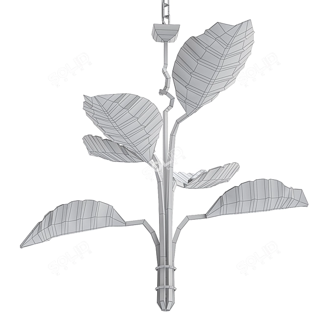 Elegant Pierced Leaf Chandelier 3D model image 2