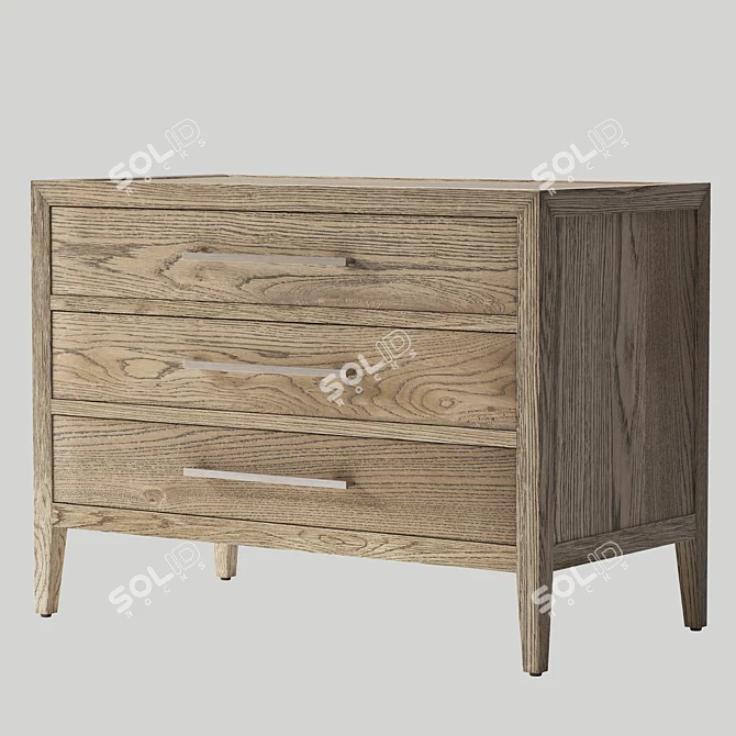 French Oak Closed Nightstand 3D model image 1