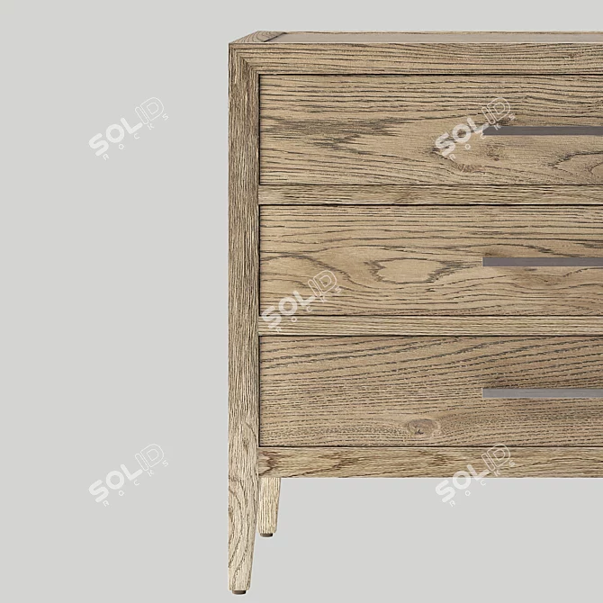 French Oak Closed Nightstand 3D model image 3