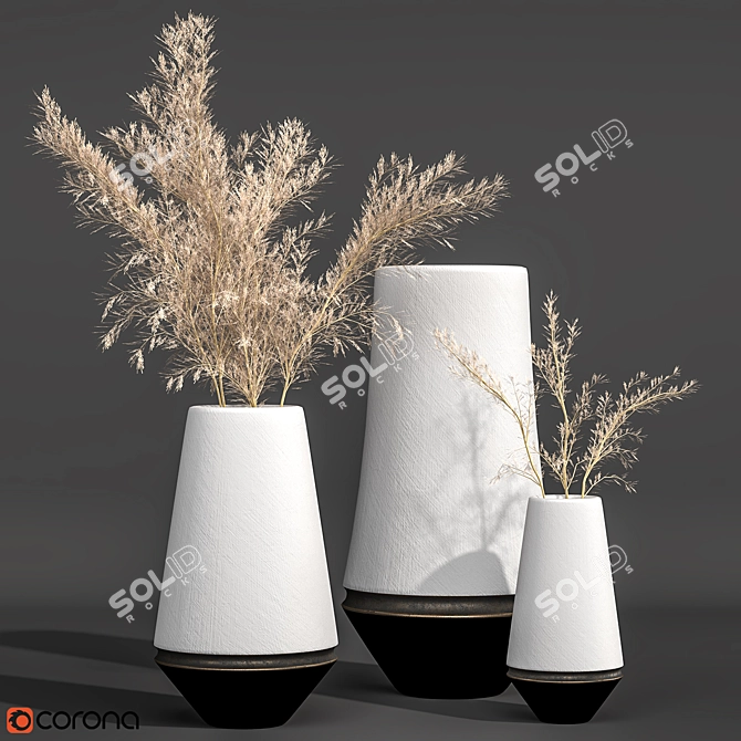Elegant Pampas in Vase 3D model image 1