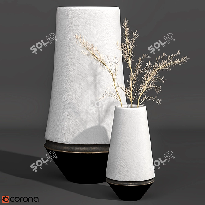 Elegant Pampas in Vase 3D model image 2