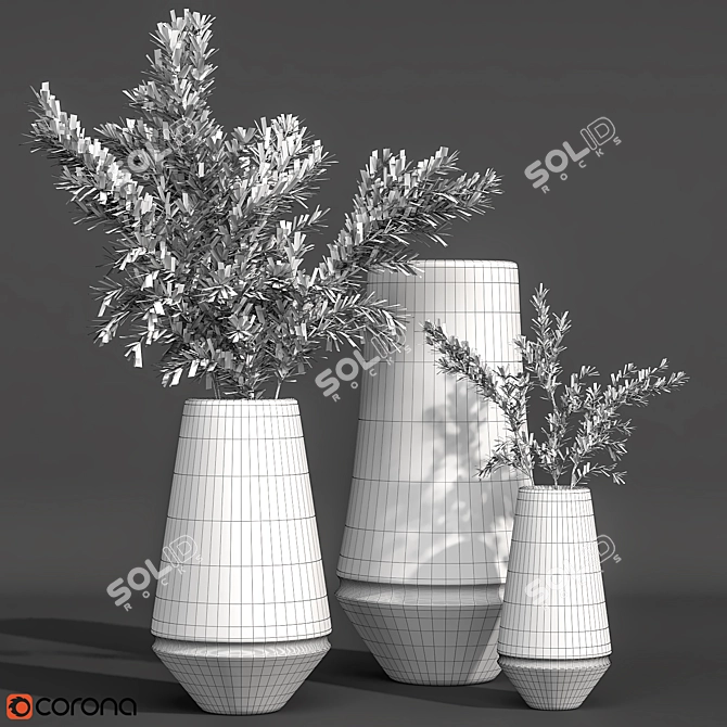 Elegant Pampas in Vase 3D model image 5