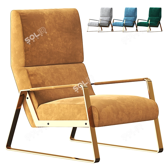 Elegant Helga Armchair: Perfect Comfort with Armrests 3D model image 1