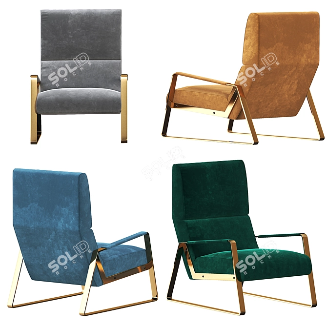 Elegant Helga Armchair: Perfect Comfort with Armrests 3D model image 3