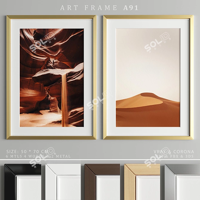 Art Frame A91: Stylish Frames for Your Artwork 3D model image 1
