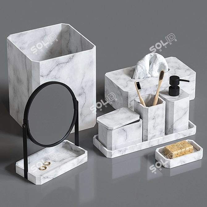 Marble Zara Home Bathroom Set 3D model image 1