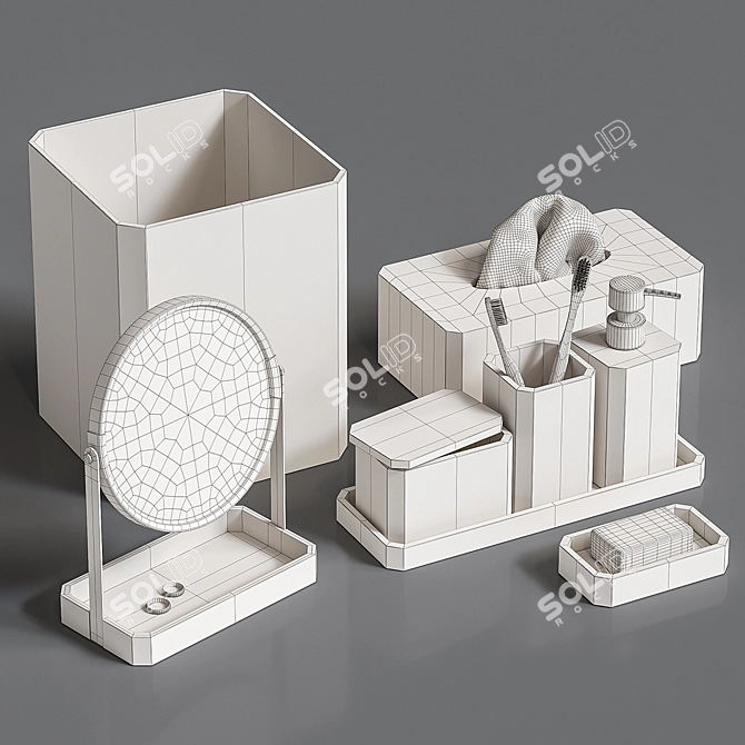 Marble Zara Home Bathroom Set 3D model image 3