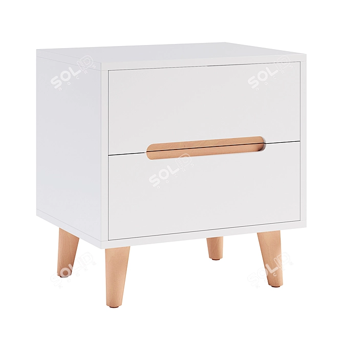 Modern 2-Drawer Bedside Table 3D model image 1