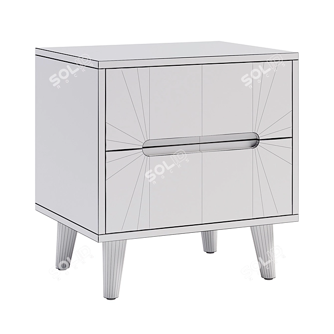 Modern 2-Drawer Bedside Table 3D model image 2