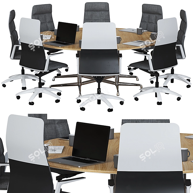 Optimized High Detail Conference Table 3D model image 1