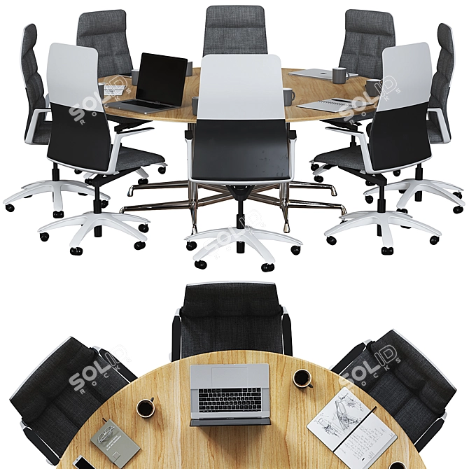 Optimized High Detail Conference Table 3D model image 3