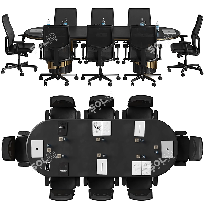 Sleek Executive Conference Table 3D model image 2