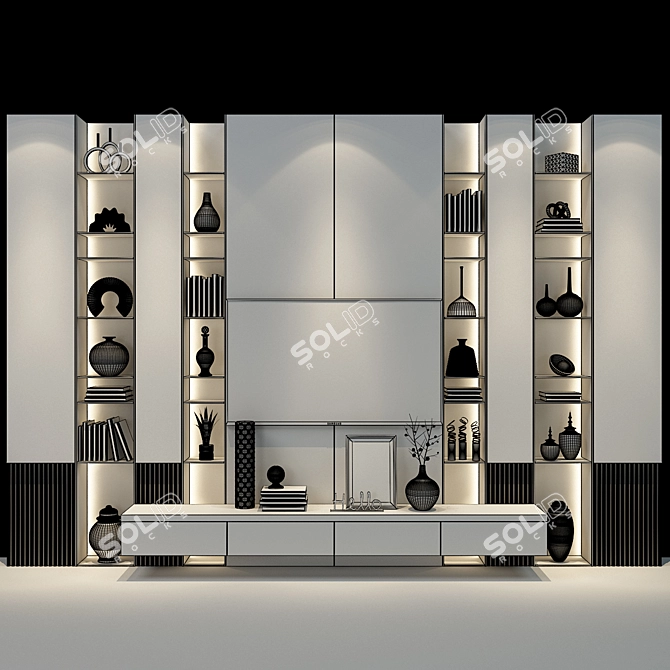 Modern TV Shelf Set 317 3D model image 2