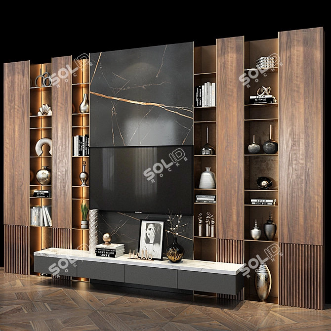 Modern TV Shelf Set 317 3D model image 3