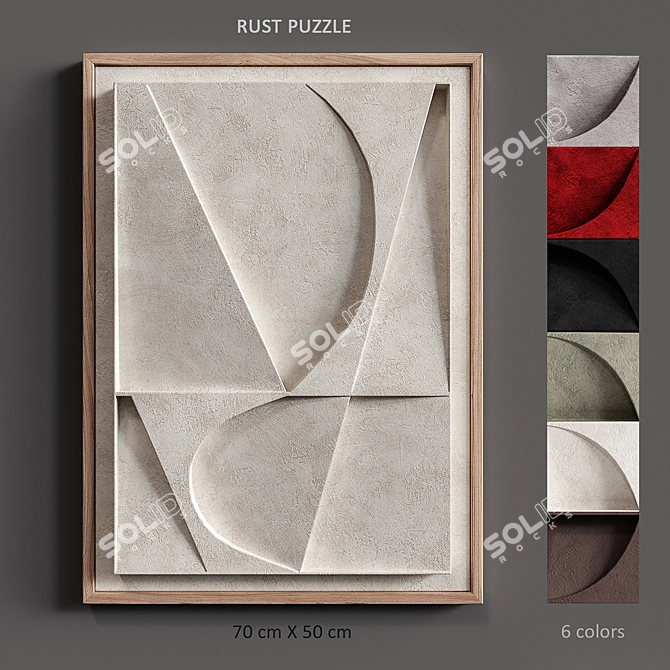 Title: Rust Puzzle Relief: Intertwining Shadows 3D model image 1