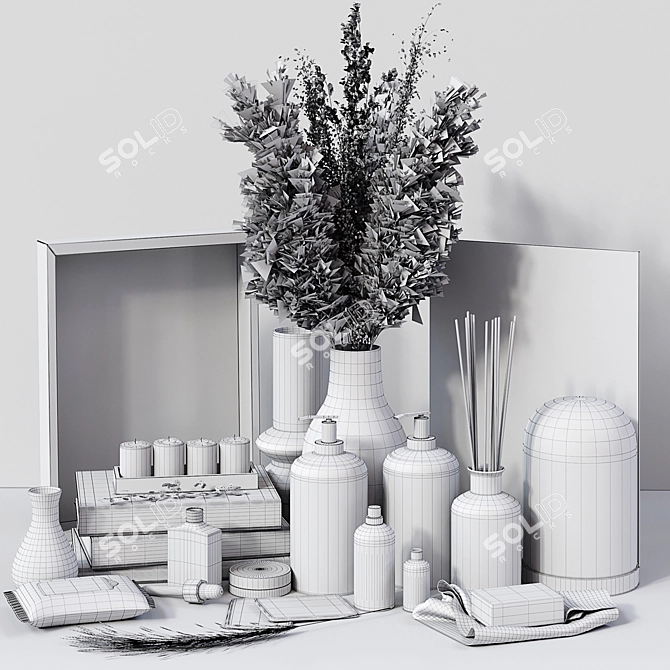 Modern Bathroom Decor Set 3D model image 5