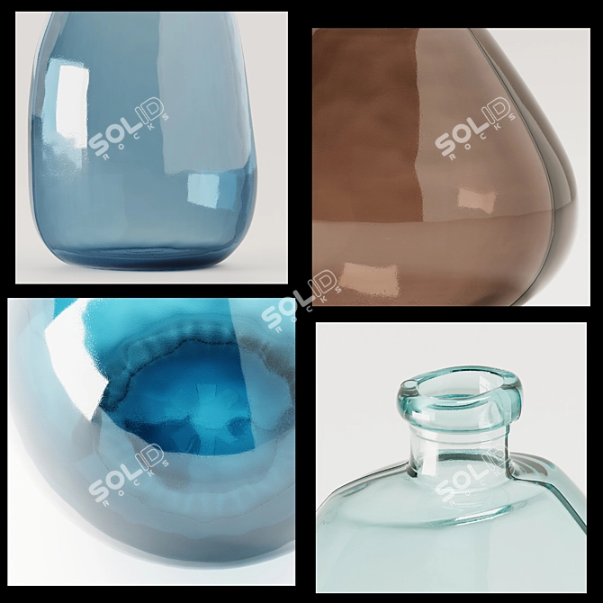 Elegant Set of 5 Izolia Glass Vases 3D model image 3