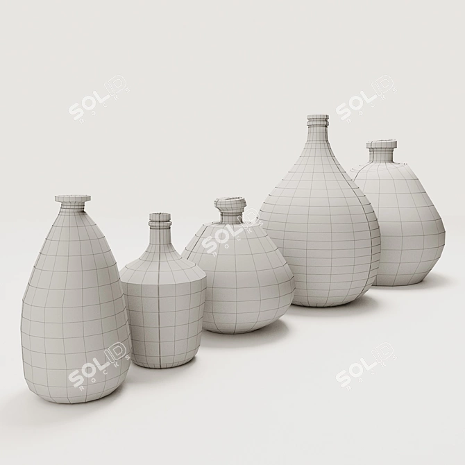 Elegant Set of 5 Izolia Glass Vases 3D model image 5