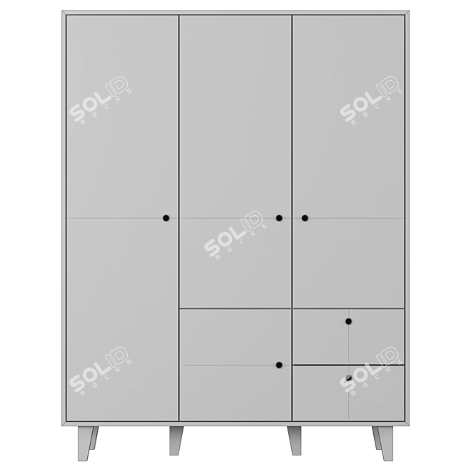 Modern Gray & Yellow Wardrobe | Vox Concept 3D model image 3