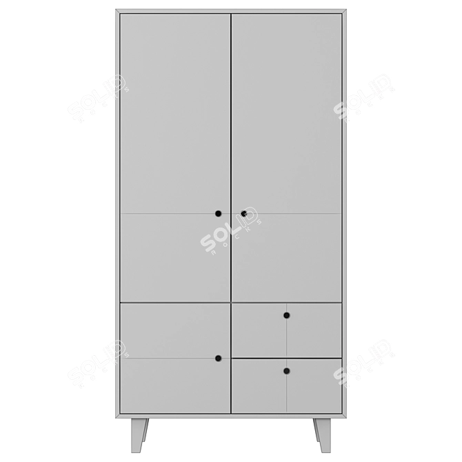 Modern Gray & Blue Wardrobe | Cuckooland 3D model image 3