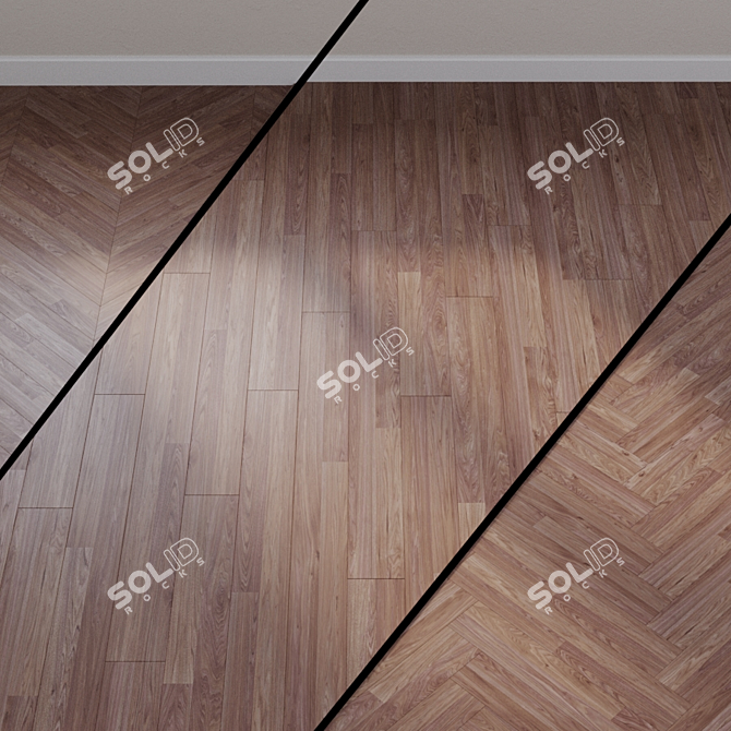 Title: Cappuccino Walnut Laminate, 2-Plank Design 3D model image 1