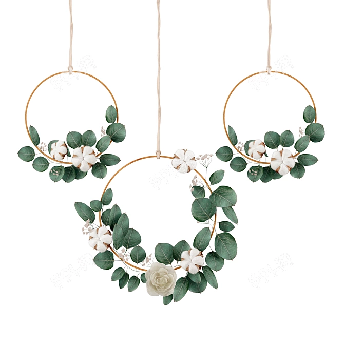 Elegant Wall Wreath Decor 3D model image 1