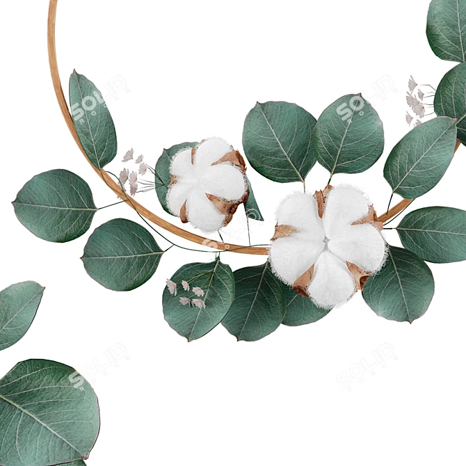 Elegant Wall Wreath Decor 3D model image 3