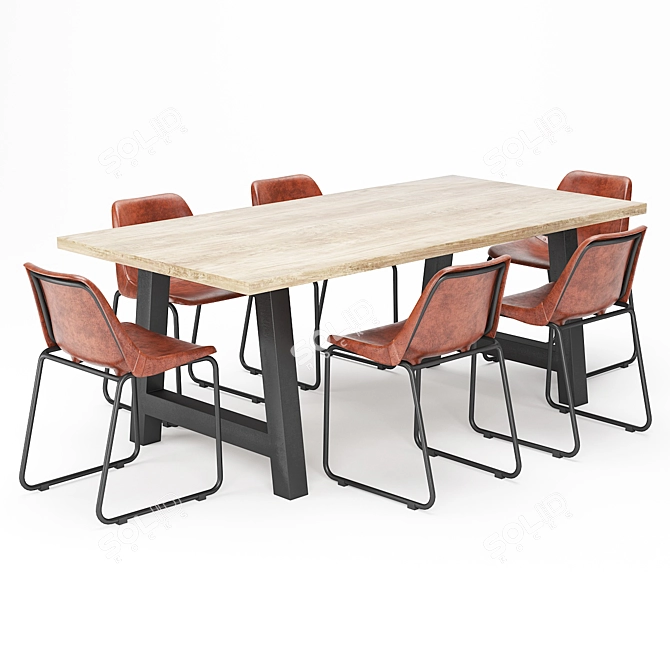 Modern Dining Table Set 3D model image 1