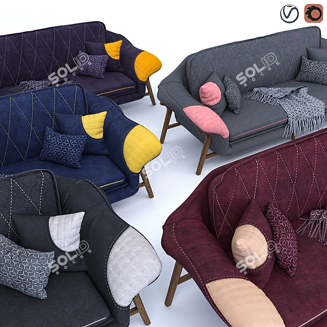 Elegant Flexform Sofa 2015 3D model image 4