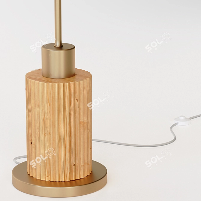 Elegant Wood & Brass Floor Lamp 3D model image 4