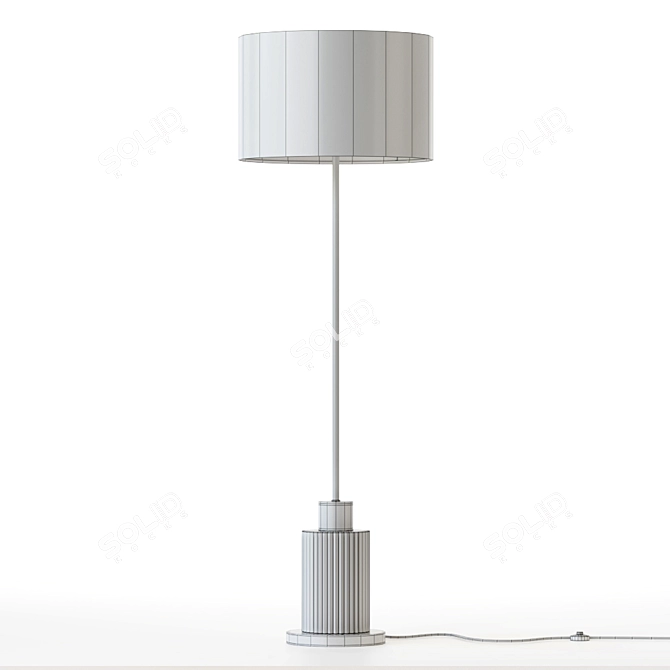 Elegant Wood & Brass Floor Lamp 3D model image 5