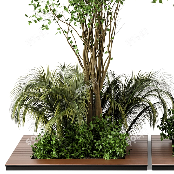 Outdoor Garden Set: Bush & Tree - Set 69 3D model image 3