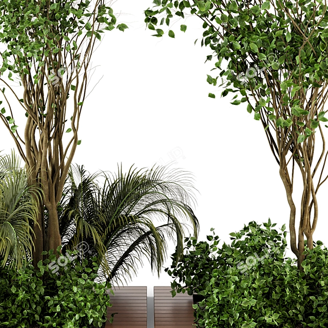 Outdoor Garden Set: Bush & Tree - Set 69 3D model image 4