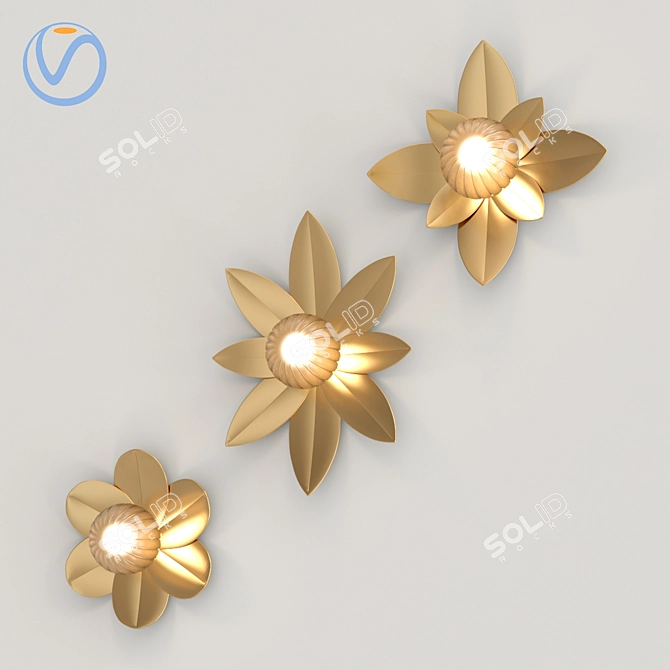 Elegant Lotus Wall Sconce 3D model image 1