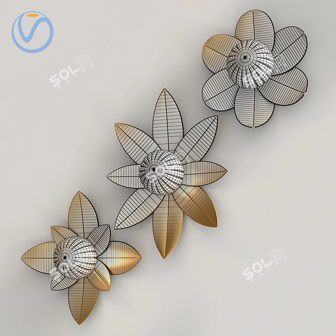 Elegant Lotus Wall Sconce 3D model image 5