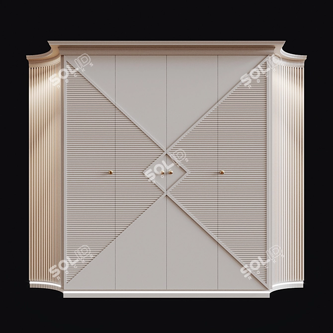 Modern Three-Door Wardrobe 3D model image 1