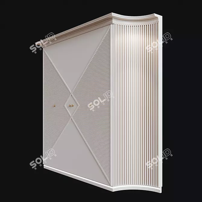 Modern Three-Door Wardrobe 3D model image 2