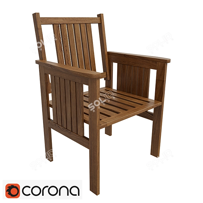 Modern Wooden Chair | Handcrafted Design 3D model image 1