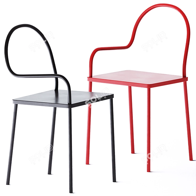 Desalto Chair: Steel-Soft Comfort 3D model image 5