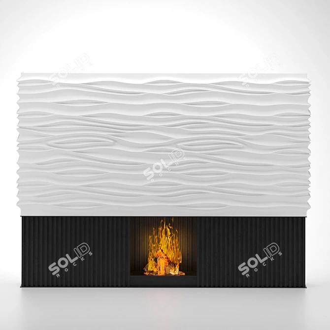 Modern Electric Fireplace - 4000 x 600 x H3000 mm 3D model image 1