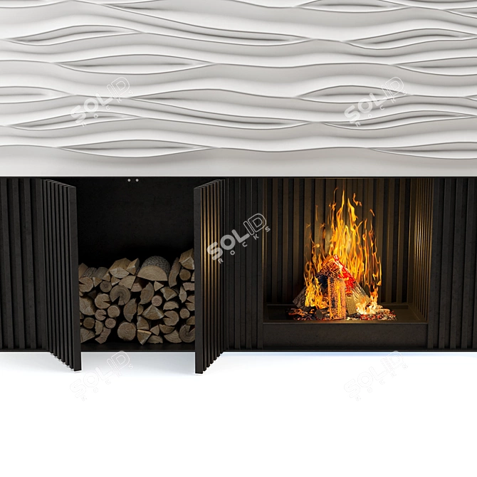 Modern Electric Fireplace - 4000 x 600 x H3000 mm 3D model image 3